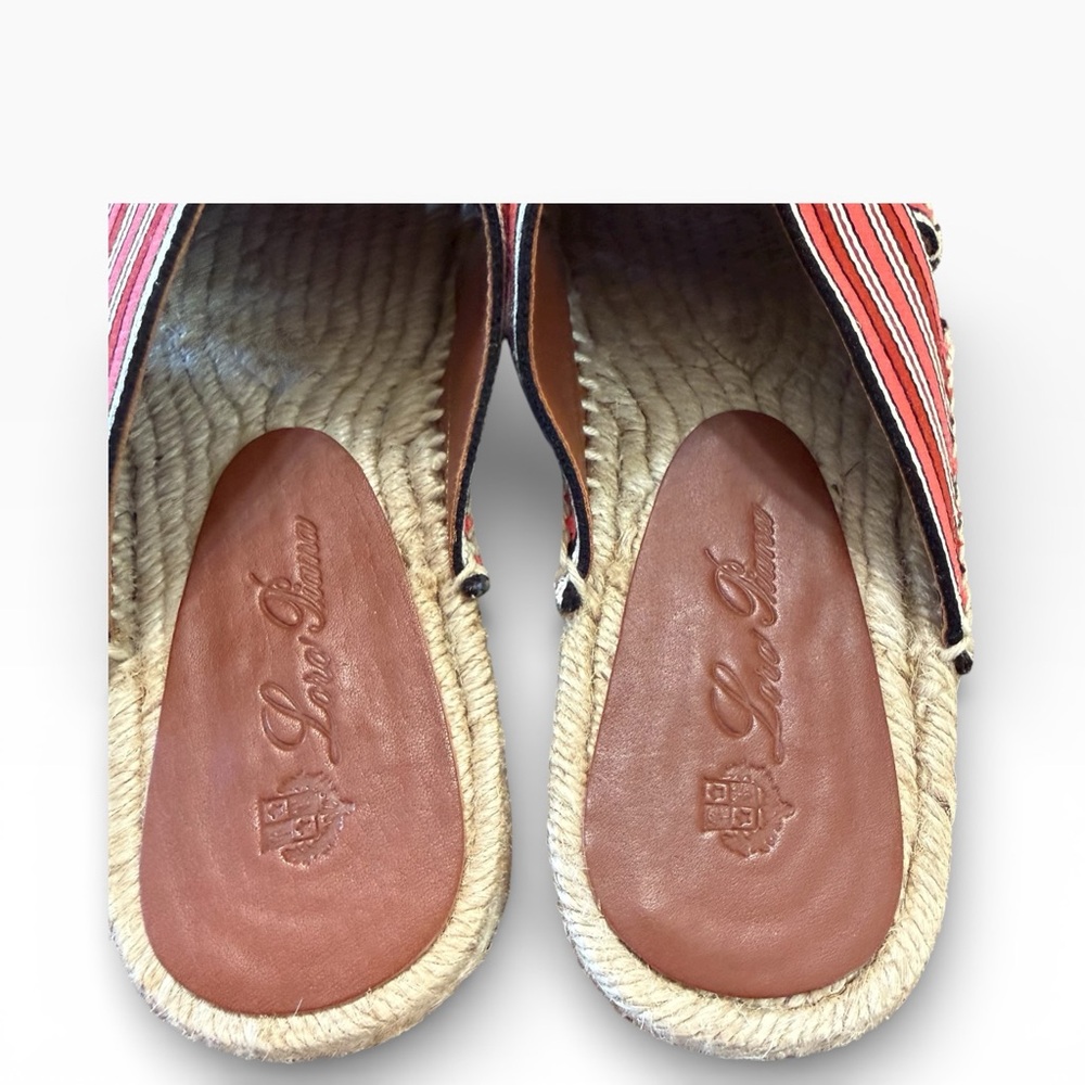 Loro Piana Crossover Red Suitcase Striped Canvas Espadrilles Sandals EU 37 US 7 - Picture 4 of 13